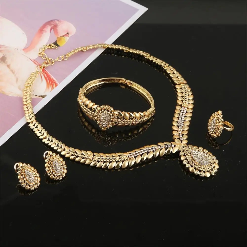 24K Gold White Stone Set