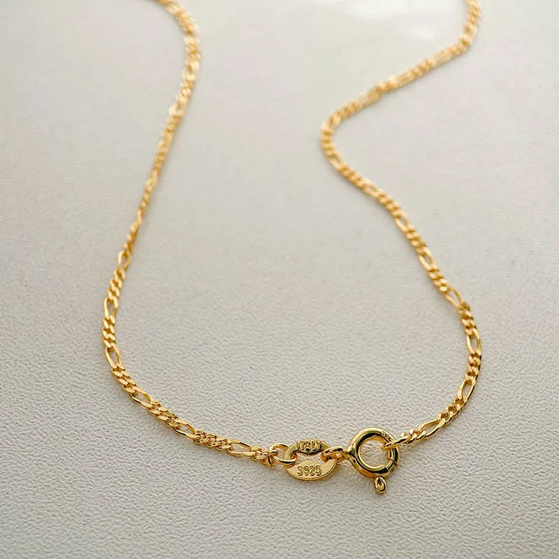 Italian Gold Figaro Chain Necklace