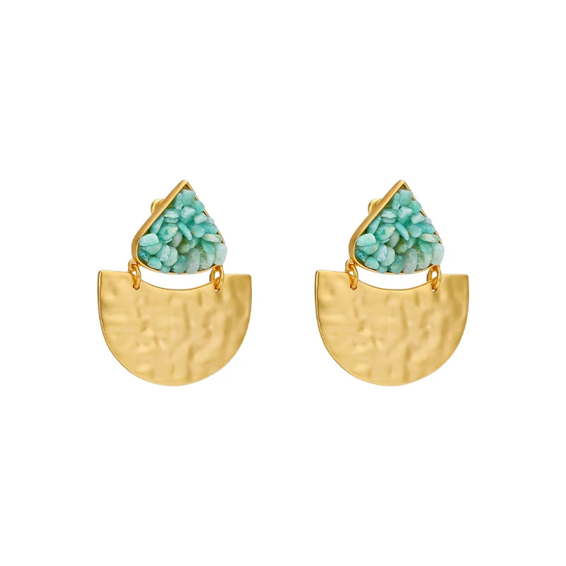 Hammered Turquoise Drop Earrings