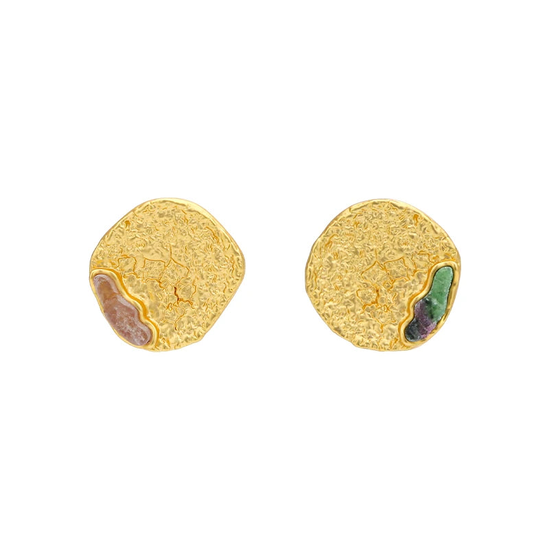 Sophisticated Brass Stone Studs